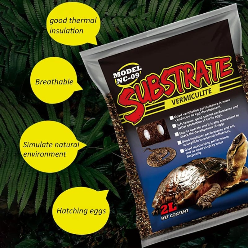 Hamiledyi Reptile Substrate Vermiculite Bedding Snake Hibernant moisturizing Soil Terrarium Bedding for Snake Tortoise Lizard Hatching Eggs(2.1Quart/2L) - Image 3